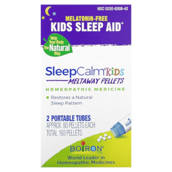 SleepCalm Kids, 2 Portable Tubes, 80 Pellets Each Boiron