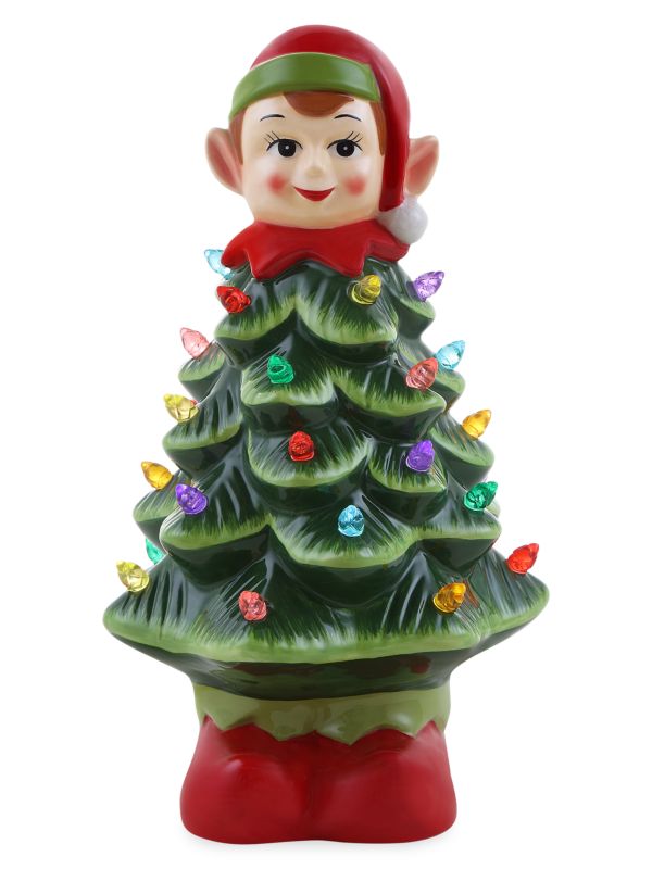 LED Ceramic Elf Tree Mr. Christmas