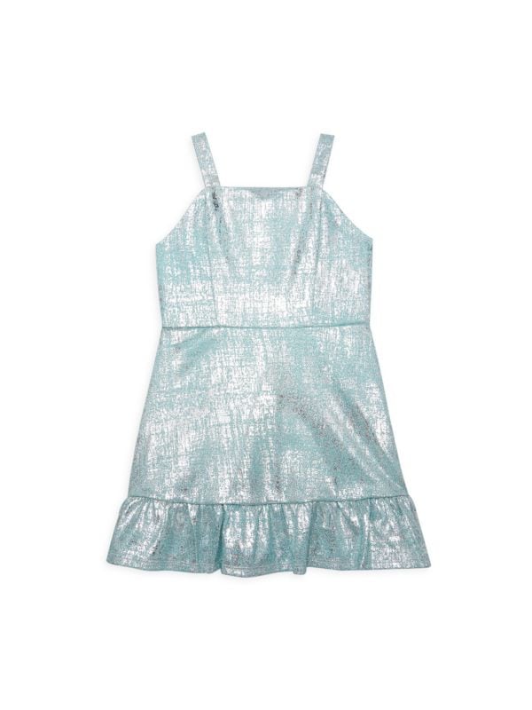 Расклешенное платье с металлизированным принтом для девочек Zac Posen