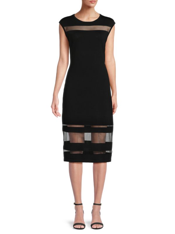 Платье-футляр с прозрачными вставками Calvin Klein