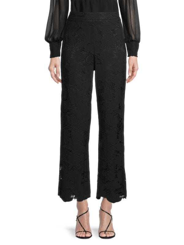 Кружевные брюки с высокой посадкой до щиколотки с цветочным принтом Donna Karan New York