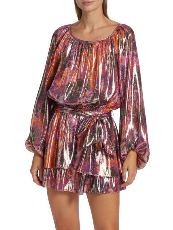Мини-платье Miami из шелковой смеси металлик Ramy Brook