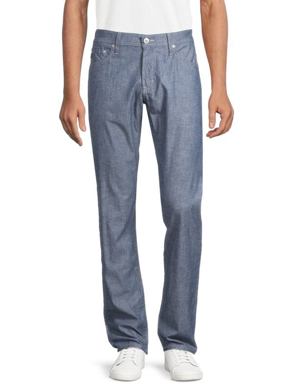 Современные зауженные джинсы из шамбре с высокой посадкой AG Jeans