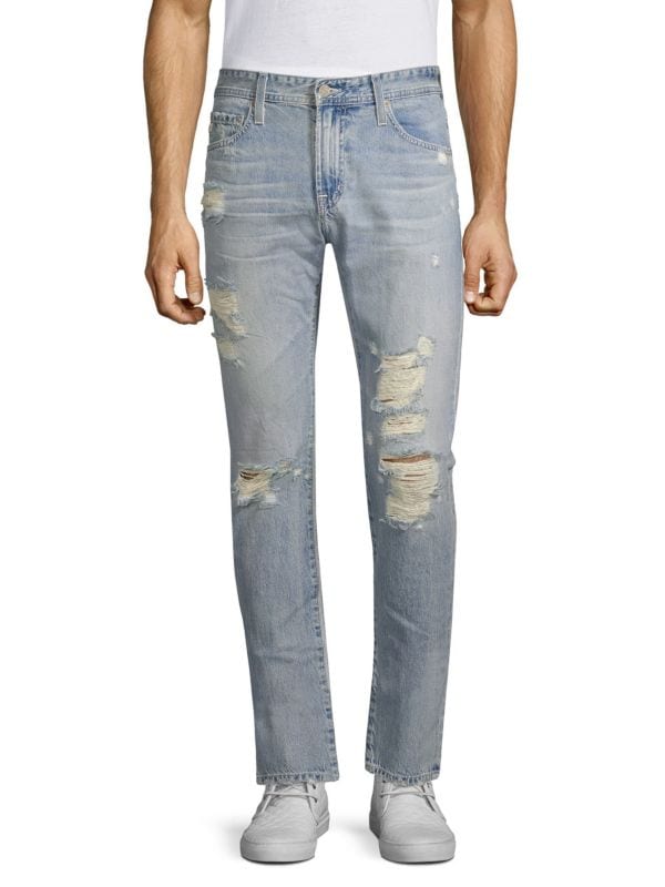 Джинсы узкого кроя с потертостями Tellis AG Jeans