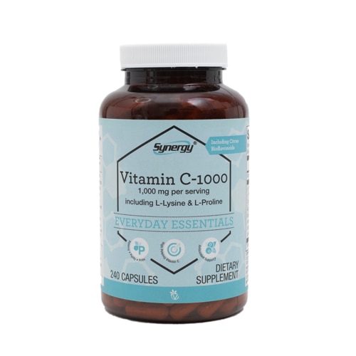 Витамин C-1000, включая L-лизин и L-пролин, 240 капсул. Vitacost-Synergy
