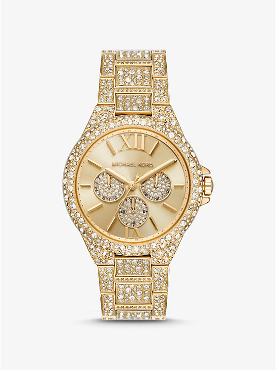 Крупногабаритные золотистые часы Camille Pavé Michael Kors