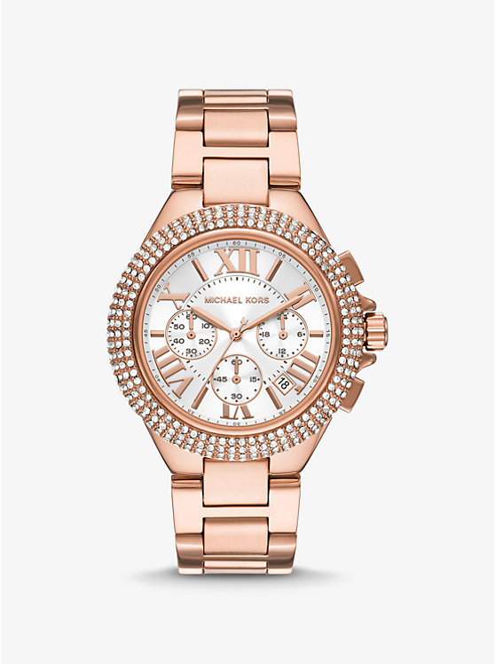 Крупногабаритные часы Camille Pavé цвета розового золота Michael Kors