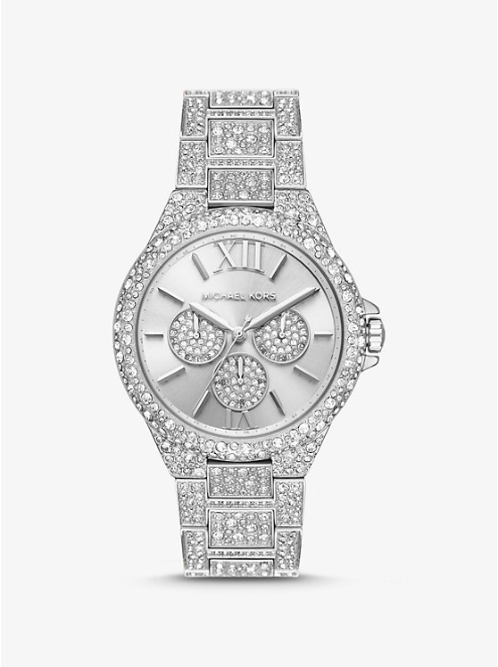 Крупногабаритные серебристые часы Camille Pavé Michael Kors