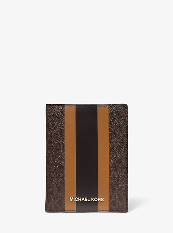 Кошелек для паспорта Bedford Travel среднего размера с полосками и логотипом Michael Kors