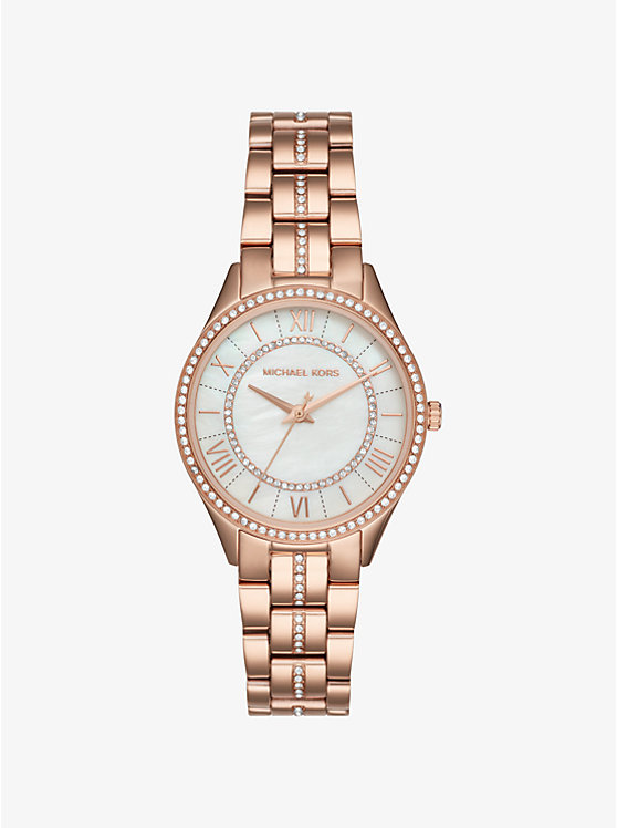 Часы Mini Lauryn Pavé оттенка розового золота Michael Kors