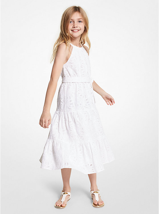 Кружевное платье с цветочным принтом и поясом Michael Kors Kids