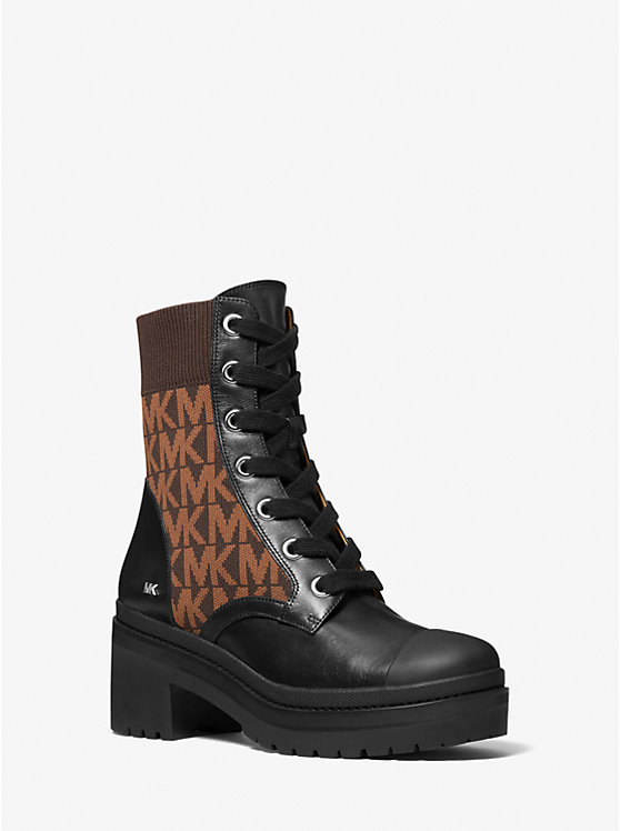 Жаккардовые армейские ботинки Brea из кожи и логотипа Michael Kors