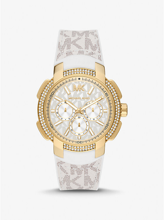 Крупногабаритные золотистые часы Sydney Pavé с логотипом Michael Kors