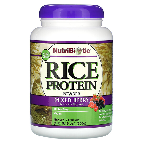 Рисовый протеиновый порошок, ягодная смесь, 1 фунт (600 г) NutriBiotic