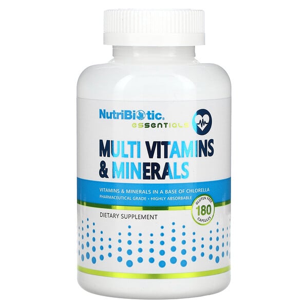 Essentials, Мультивитамины и минералы, 180 капсул NutriBiotic