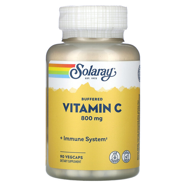 Буферизованный витамин С, 800 мг, 90 растительных капсул Solaray