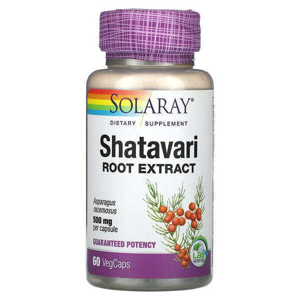 Экстракт корня шатавари, 500 мг, 60 растительных капсул Solaray