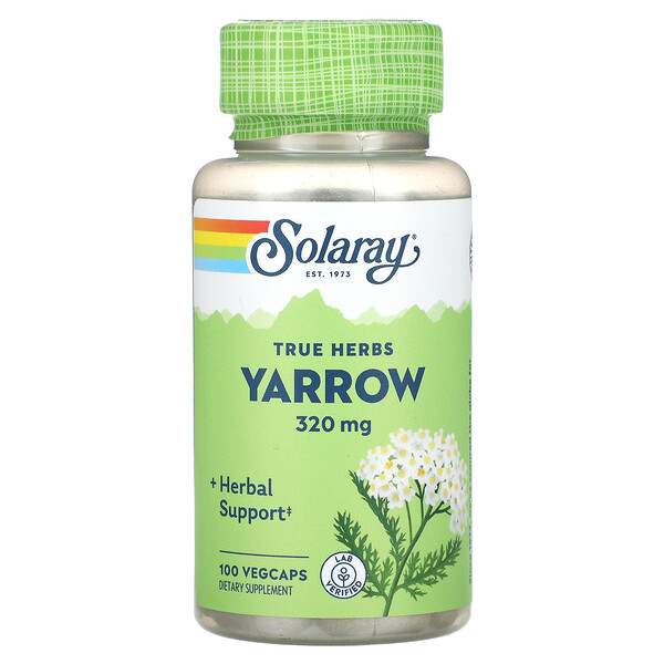 True Herbs, Тысячелистник, 320 мг, 100 растительных капсул Solaray