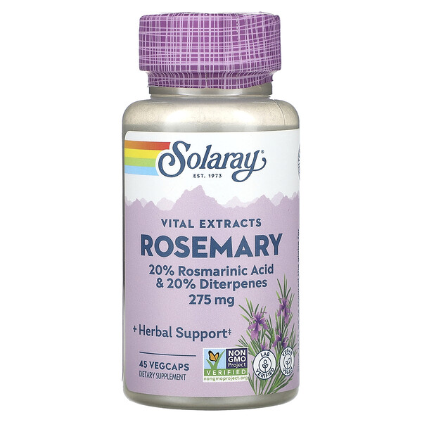 Vital Extracts, розмарин, 275 мг, 45 растительных капсул Solaray