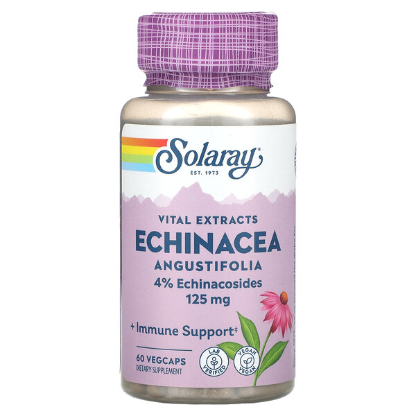 Vital Extracts, эхинацея узколистная, 125 мг, 60 растительных капсул Solaray