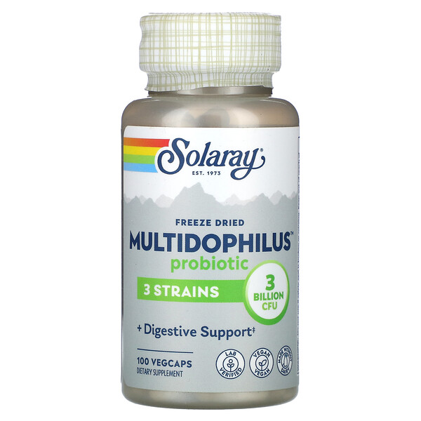 Лиофилизированный пробиотик Multidophilus, 3 миллиарда КОЕ, 100 растительных капсул Solaray