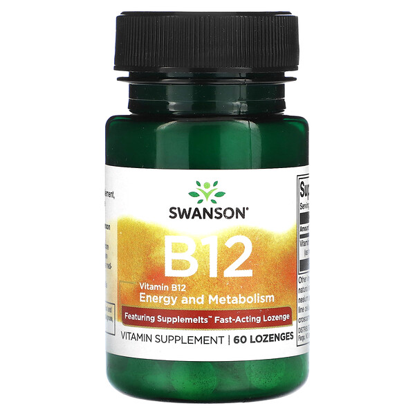 Витамин B12, 60 пастилок Swanson