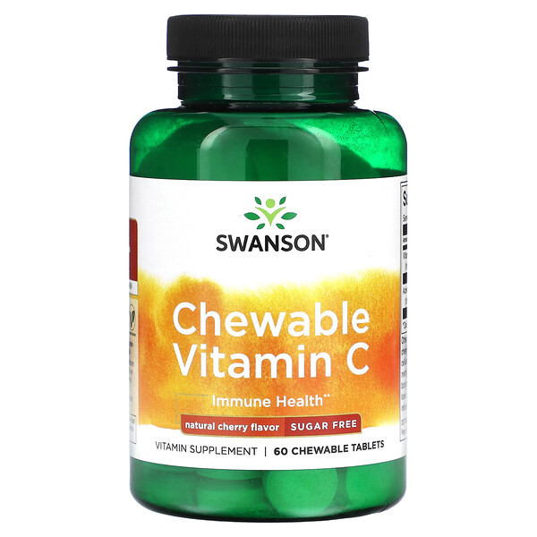 Chewable Vitamin C, Sugar Free, Natural Cherry, 60 Chewable Tablets (Жевательные таблетки) Swanson