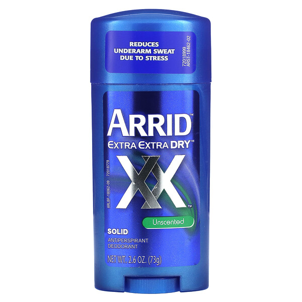 Extra Extra Dry XX, Твердый дезодорант-антиперспирант, без запаха, 2,6 унции (73 г) Arrid