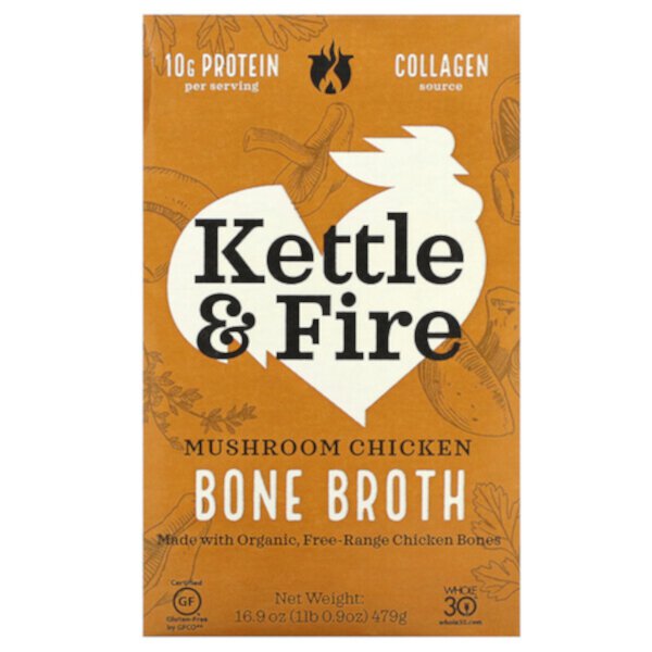 Bone Broth, Mushroom Chicken, 16.9 oz (479 g) Kettle & Fire