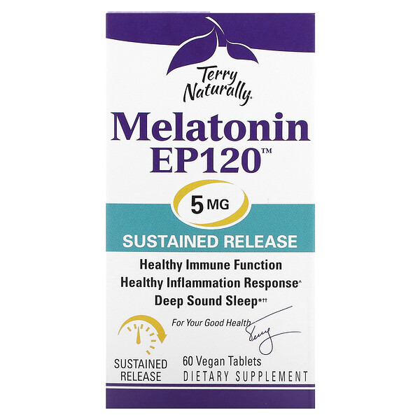 Мелатонин EP120, 5 мг, 60 веганских таблеток Terry Naturally