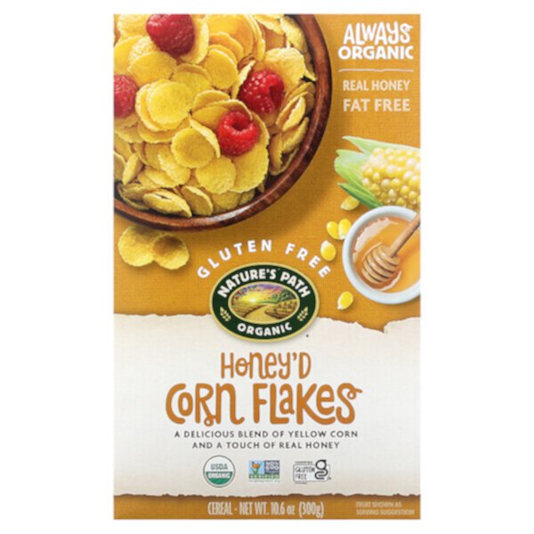 Organic, Honey'd Corn Flakes Cereal, 10.6 oz (300 g) Nature's Path