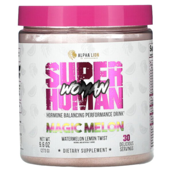 SuperHuman Woman, Напиток для балансировки гормонов, Magic Melon, арбузно-лимонный твист, 9,6 унции (273 г) ALPHA LION