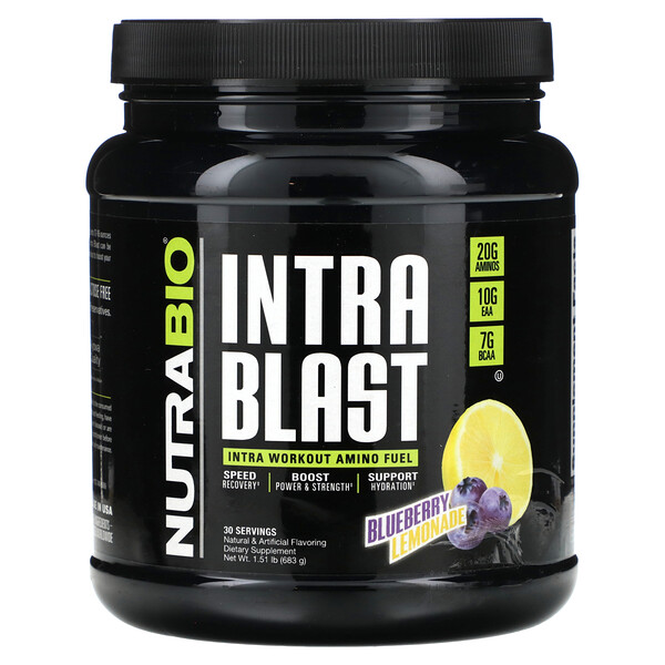 Intra Blast, Amino Fuel для тренировок, черничный лимонад, 1,51 фунта (683 г) NutraBio