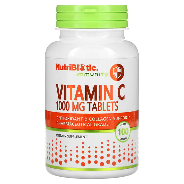 Иммунитет, Витамин C, 1000 мг, 100 веганских таблеток - NutriBiotic NutriBiotic