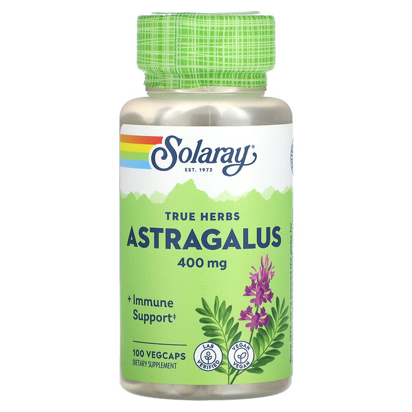 True Herbs, Астрагал, 400 мг, 100 растительных капсул Solaray