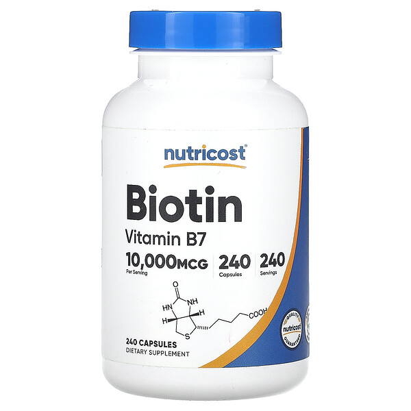 Биотин - 10000 мкг - 240 капсул - Nutricost Nutricost