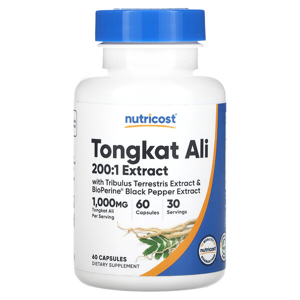 Тонгкат Али, 1000 мг, 60 капсул (500 мг в капсуле) Nutricost