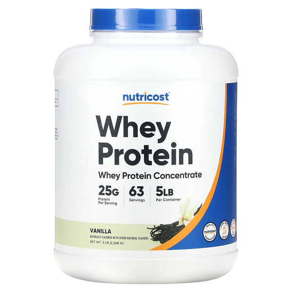 Концентрат сывороточного протеина, ваниль, 5 фунтов (2268 г) Nutricost
