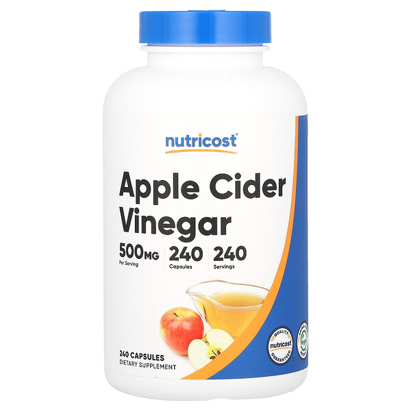 Яблочный уксус - 500 мг - 240 капсул - Nutricost Nutricost