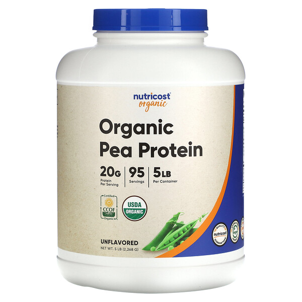 Органический гороховый протеин, без вкуса, 5 фунтов (2268 г) Nutricost