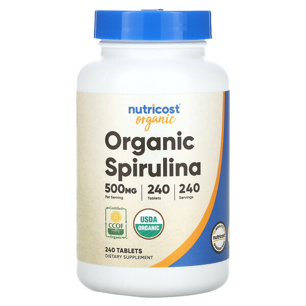 Органическая Спирулина - 500 мг - 240 таблеток - Nutricost Nutricost