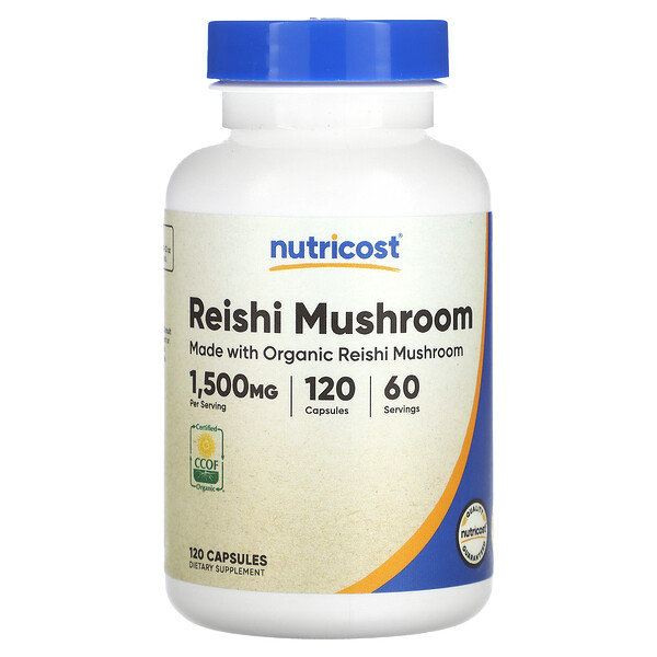 Гриб Рейши, 1500 мг, 120 капсул (750 мг в капсуле) Nutricost