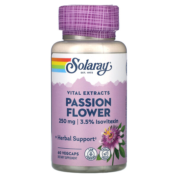 Vital Extracts, Passion Flower, 250 мг, 60 растительных капсул Solaray