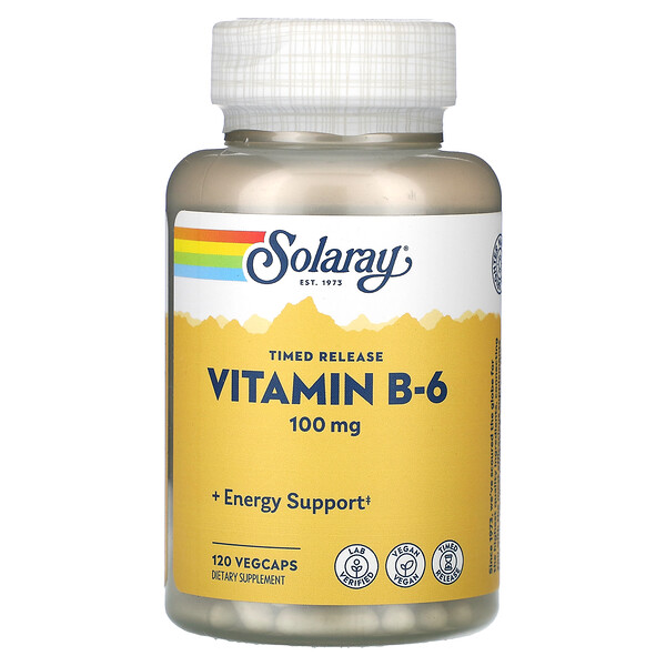 Витамин B-6 - 100 мг - 120 капсул - Solaray Solaray