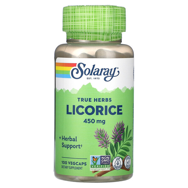 True Herbs, Licorice, 450 mg, 100 VegCaps Solaray