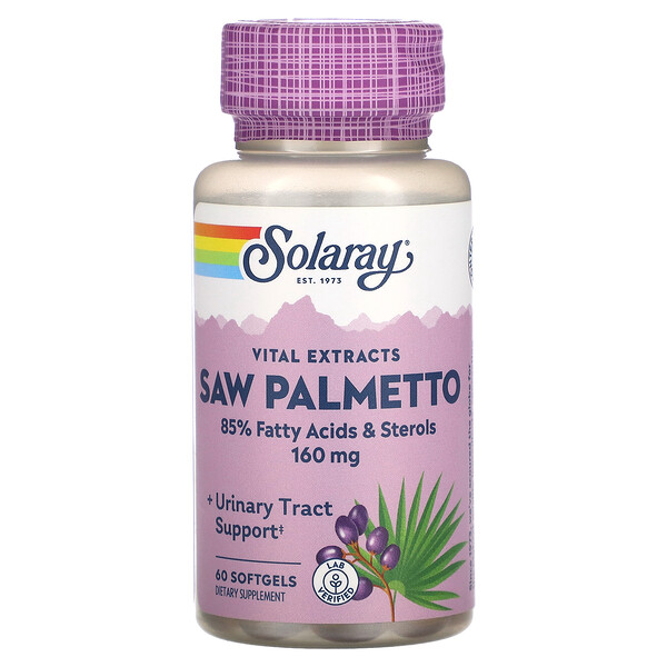 Vital Extracts Saw Palmetto, 160 mg, 60 Softgels (Мягкие капсулы) Solaray