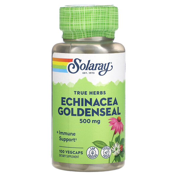 True Herbs, Эхинацея голденсил, 500 мг, 100 растительных капсул Solaray