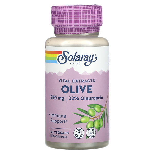 Vital Extracts, Оливка, 250 мг, 60 растительных капсул Solaray