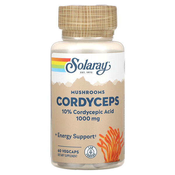 Грибы Кордицепс - 500 мг - 60 растительных капсул - Solaray Solaray