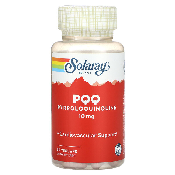 PQQ, Пирролохинолин, 10 мг, 30 растительных капсул Solaray